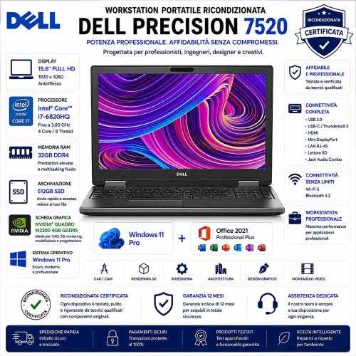 Pc Portatile Workstation DELL PRECISION 7520 i7