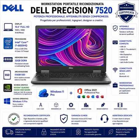 Pc Portatile Workstation DELL PRECISION 7520 i7