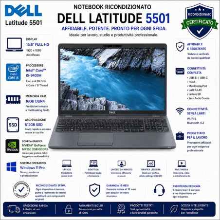 Notebook RICONDIZIONATO DELL Latitude 5501 I5-9400H 15.6"