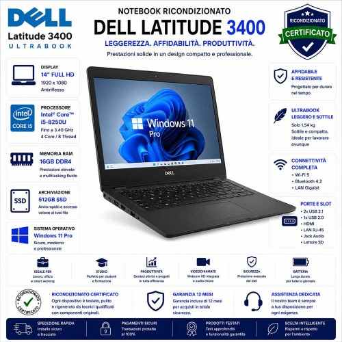 Notebook RICONDIZIONATO DELL Latitude 3400 Ultrabook I5