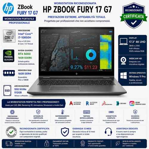Workstation Portatile Ricondizionata HP Zbook 17 G7 FURY 17.3"