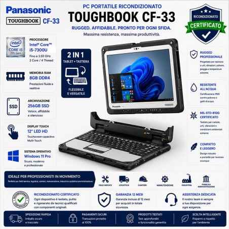 Pc Portatile Ricondizionato Panasonic Toughbook CF33 CF-33 12" 2 IN 1 TOUCH I5
