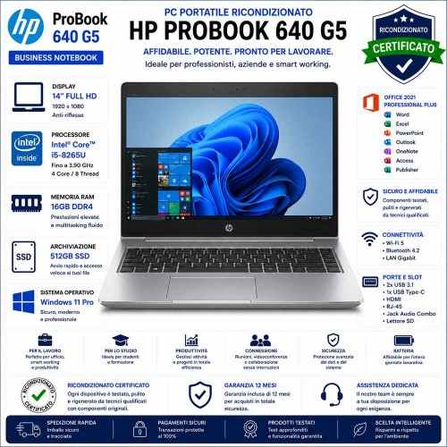 Pc Portatile NOTEBOOK Ricondizionato HP Probook 640 G5 i5