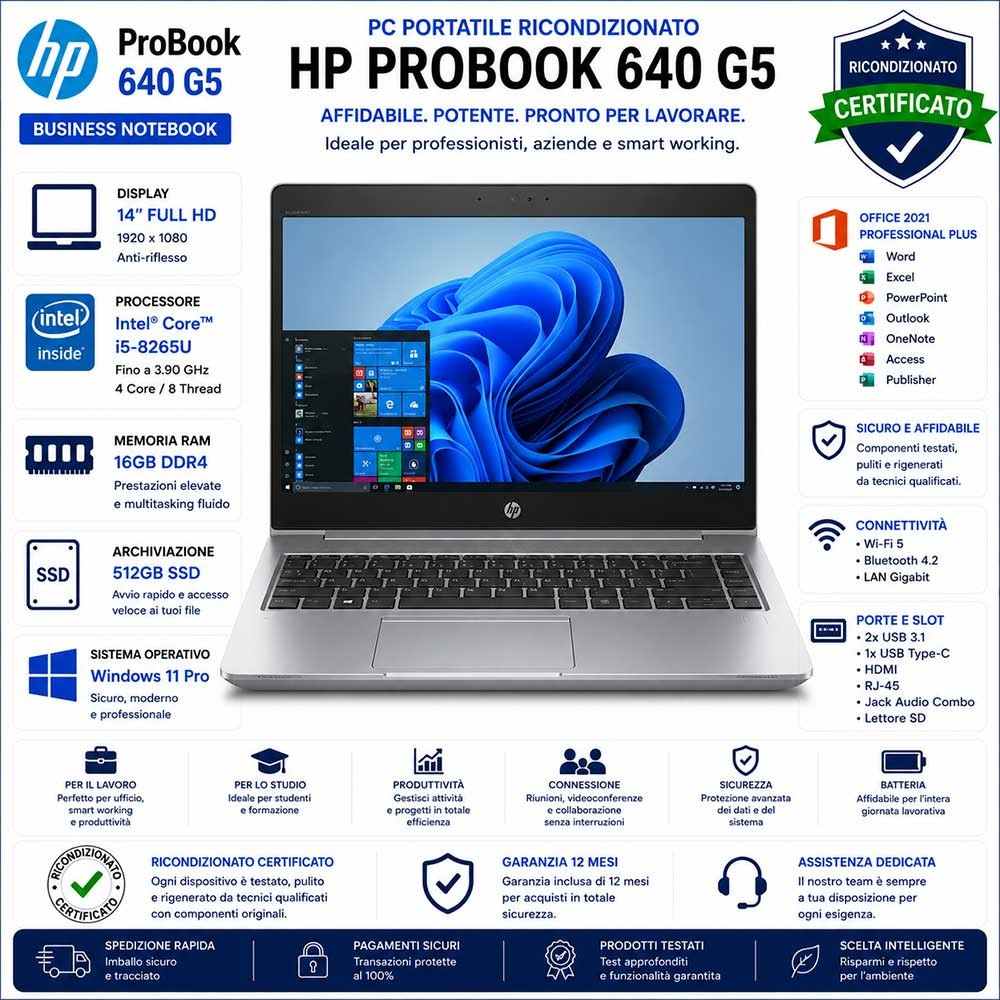 Pc Portatile NOTEBOOK Ricondizionato HP Probook 640 G5 i5