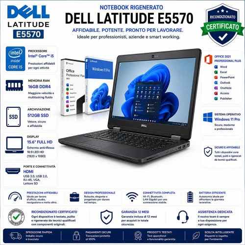 NOTEBOOK Ricondizionato CORE i5 DELL Latitude E5570 16GB