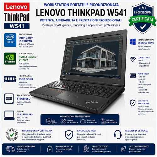 Workstation Portatile Ricondizionata Lenovo W541 15.6" i7