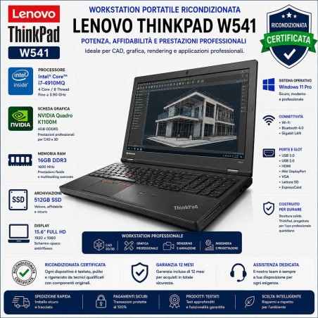 Workstation Portatile Ricondizionata Lenovo W541 15.6" i7