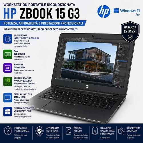 Pc Workstation Portatile Ricondizionata Hp Zbook 15 G3 i7