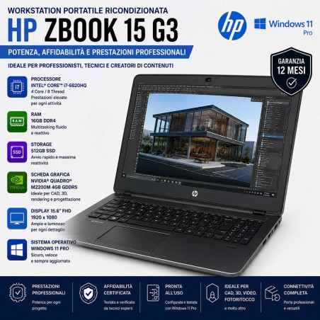 Pc Workstation Portatile Ricondizionata Hp Zbook 15 G3 i7