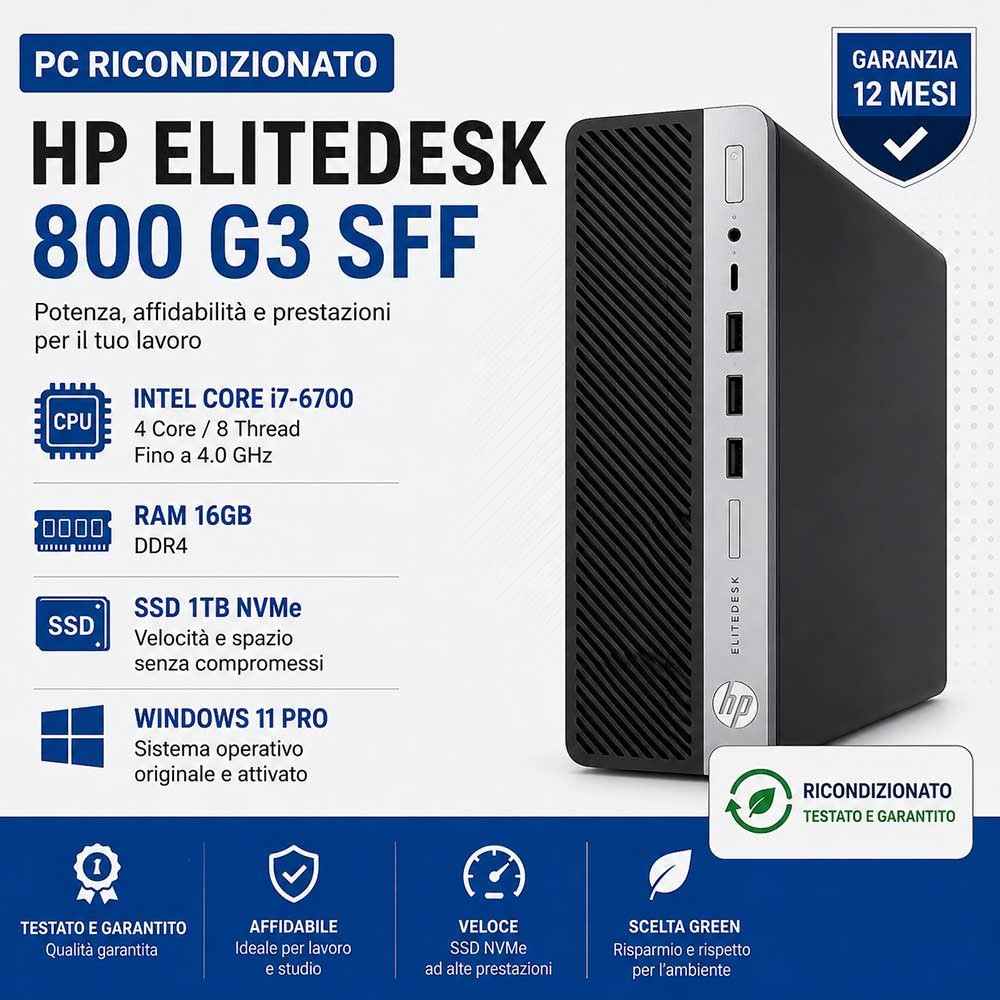 PC Computer HP ELITEDESK 800 G3 CORE I7 RAM 32GB SSD 1TB