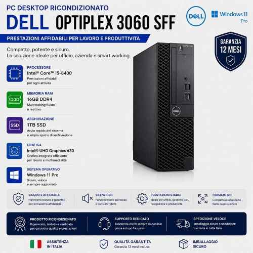 PC Computer RICONDIZIONATO Dell Optiplex 3060 SFF SSD 1TB