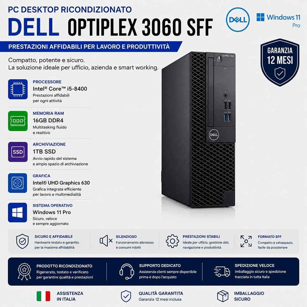 PC Computer RICONDIZIONATO Dell Optiplex 3060 SFF SSD 1TB