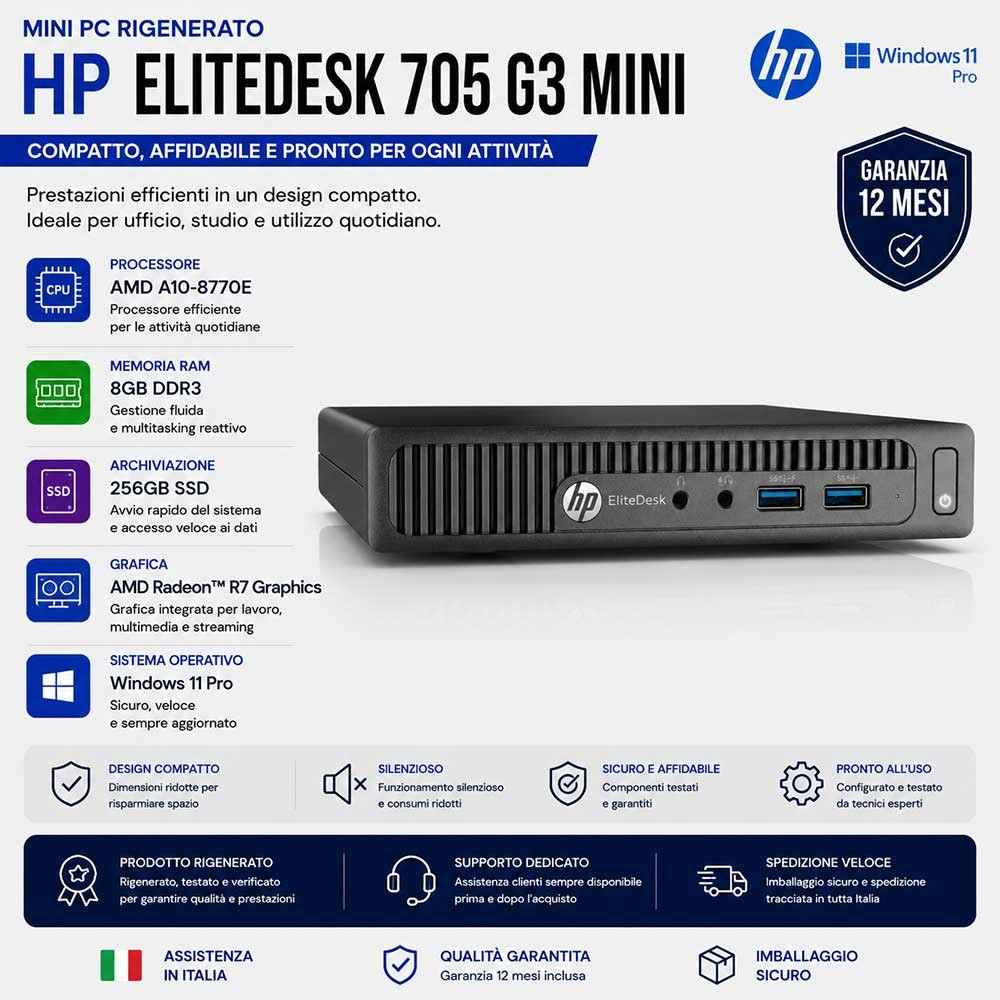 Mini Pc Rigenerato HP EliteDesk 705 G3 AMD A10