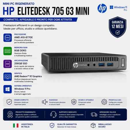 Mini Pc Rigenerato HP EliteDesk 705 G3 AMD A10