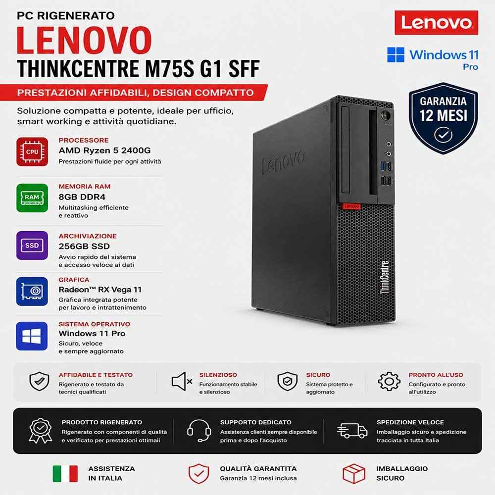 Pc Ricondizionato Lenovo ThinkCentre M75s G1 SFF AMD Ryzen 5