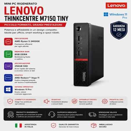 Mini Pc Ricondizionato Lenovo ThinkCentre M715Q Tiny AMD Ryzen 5