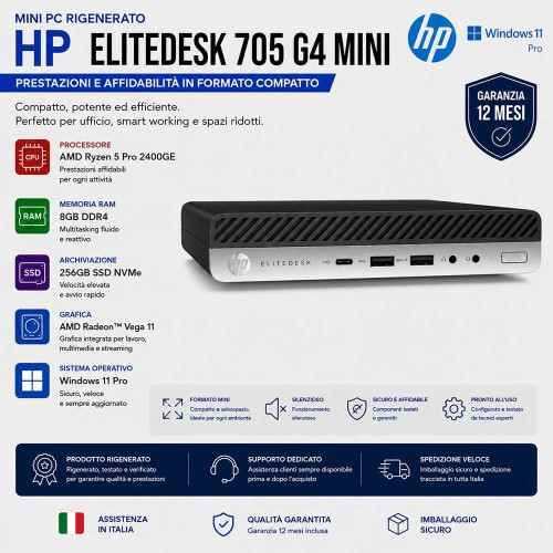Mini Pc Ricondizionato HP EliteDesk 705 G4 AMD Ryzen 5