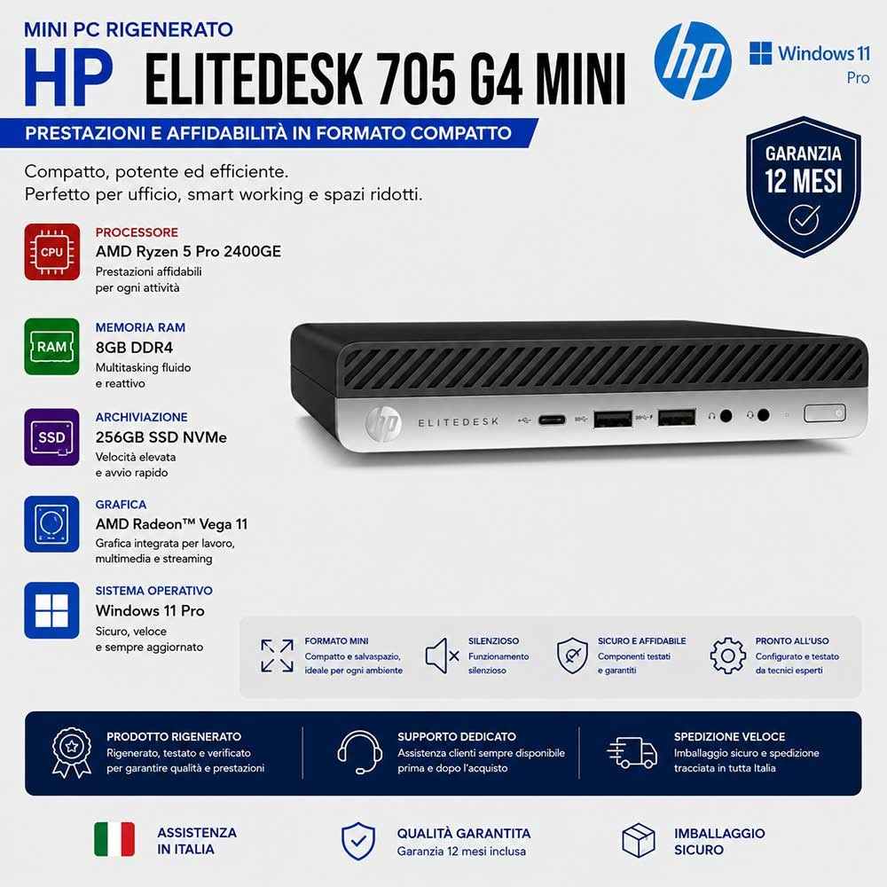 Mini Pc Ricondizionato HP EliteDesk 705 G4 AMD Ryzen 5