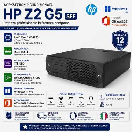 HP Z2 G5 Workstation Ricondizionata SFF Intel Xeon W-1250