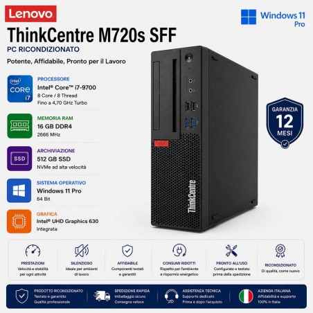 PC Ricondizionato Lenovo Thinkcentre M720s SFF Computer Intel i7