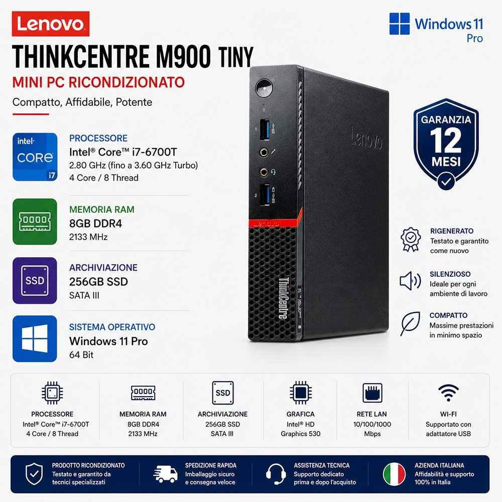 Mini PC Ricondizionato Lenovo ThinkCentre M900 Tiny i7