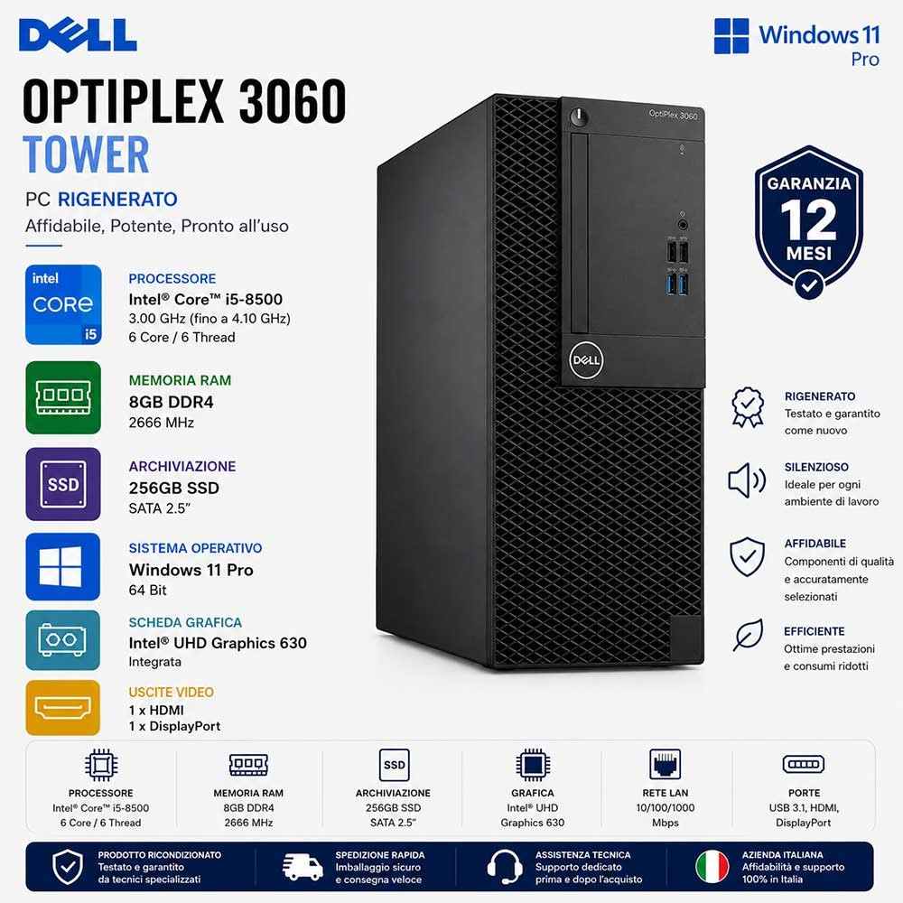Pc Ricondizionato Dell Optiplex 3060 Tower i5-8500