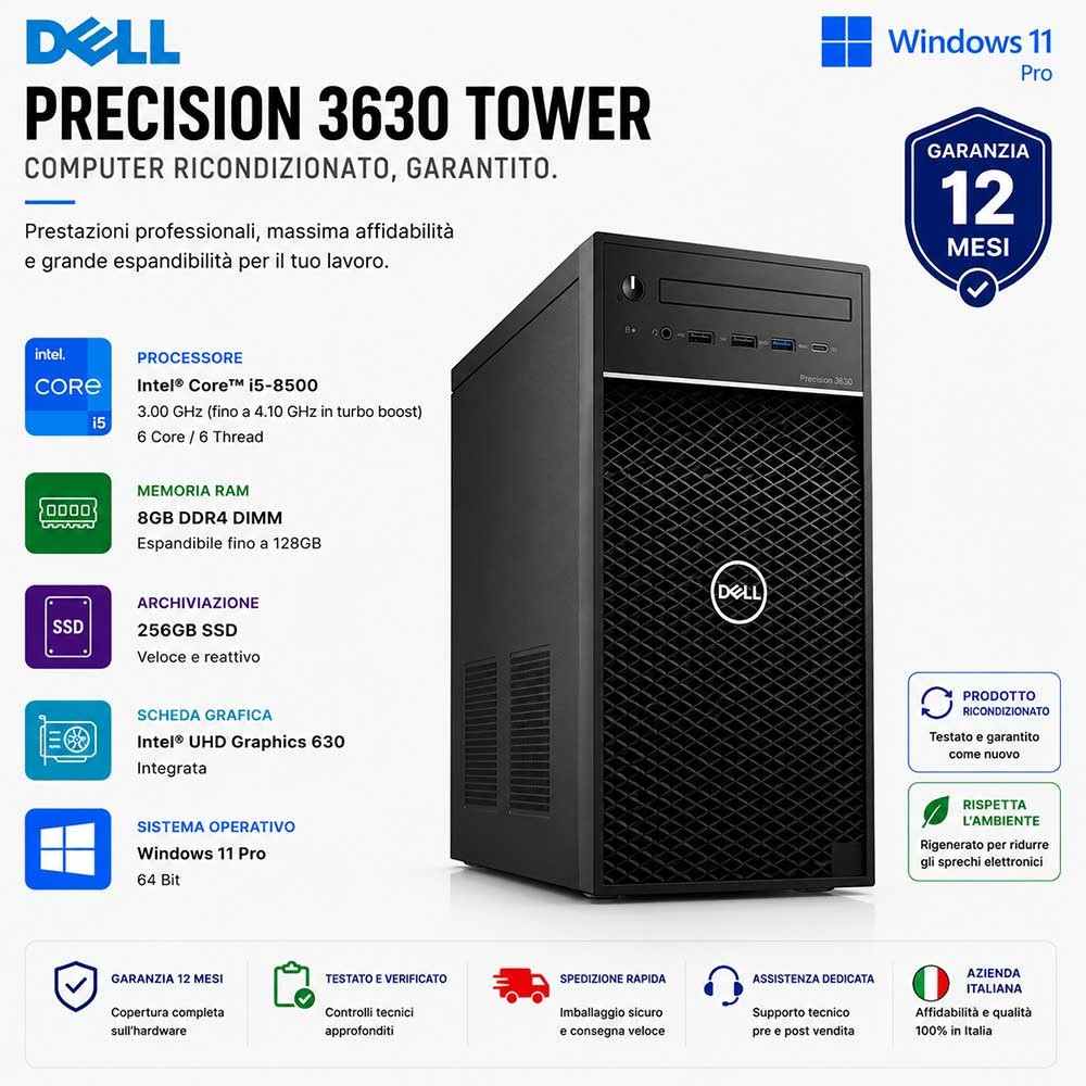 Computer Ricondizionato Dell Precision 3630 Tower i5-8500