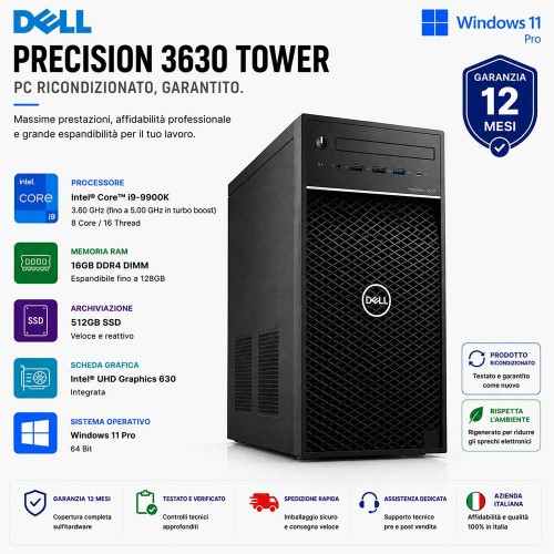 Pc Ricondizionato Dell Precision 3630 Tower Core i9-9900K