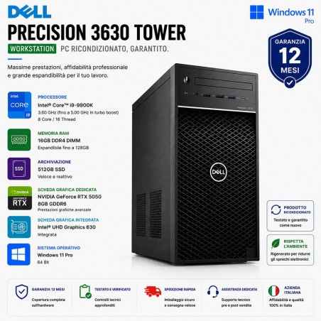 Pc Ricondizionato Dell Precision 3630 Tower Core i9-9900K RTX-5050