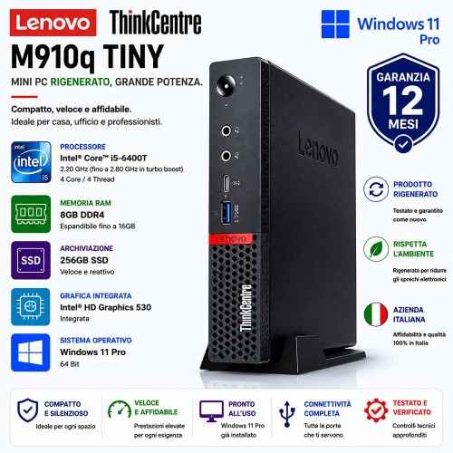 Mini Pc Ricondizionato Lenovo ThinkCentre M910q Tiny i5