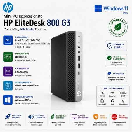 Mini Pc Ricondizionato HP EliteDesk 800 G3 i5-7400T