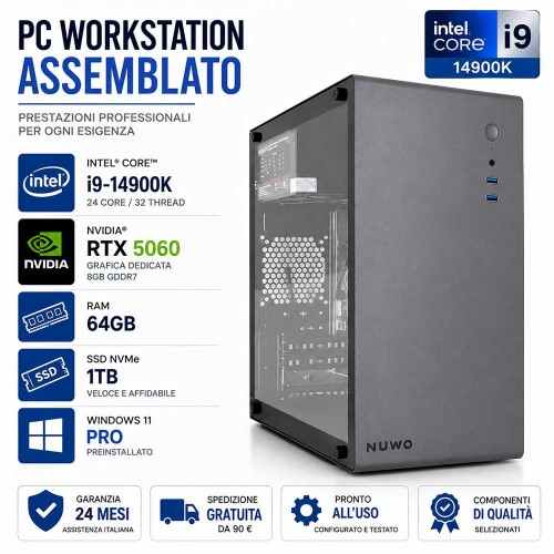PC Computer Assemblato Workstation Intel Core i9-14900k RTX-5060