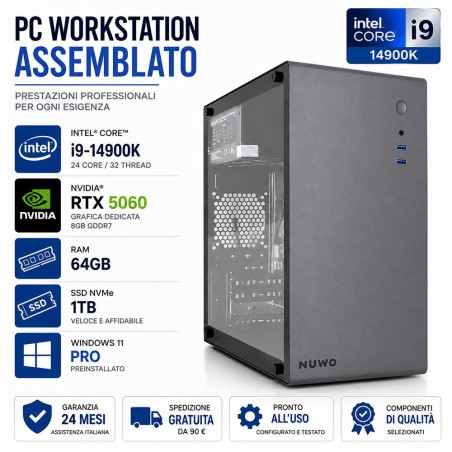 PC Computer Assemblato Workstation Intel Core i9-14900k RTX-5060