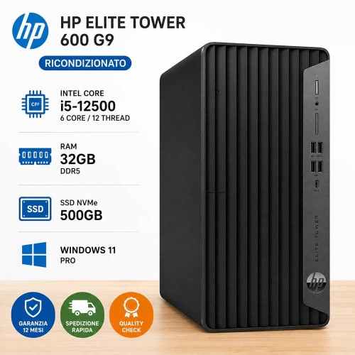 Pc Ricondizionato HP Elite Tower 600 G9 i5-12500 Ram 32GB