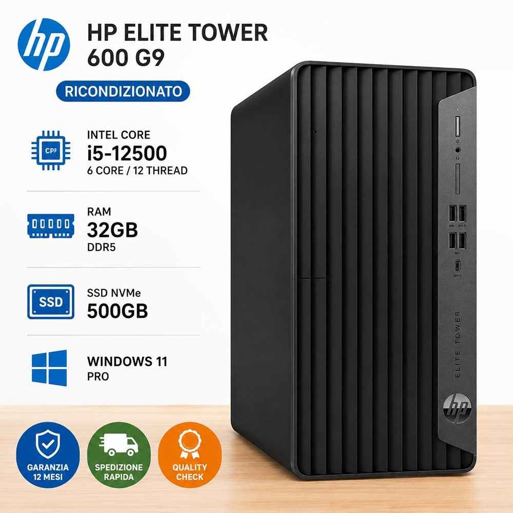 Pc Ricondizionato HP Elite Tower 600 G9 i5-12500 Ram 32GB