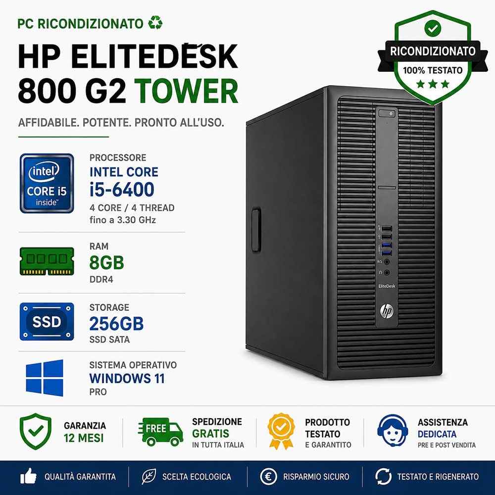 Pc Ricondizionato HP EliteDesk 800 G2 Tower i5-6400