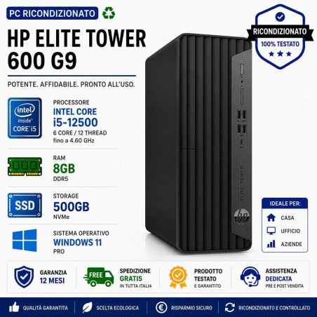 Mini Pc Ricondizionato HP EliteDesk 800 G6 i5-10500T Ram 16GB SSD 512GB