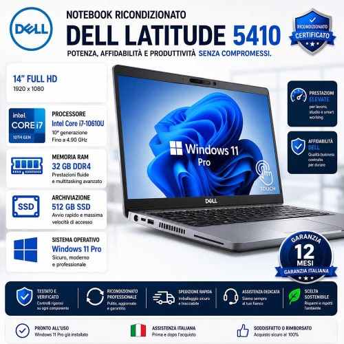 Notebook Ricondizionato Dell Latitude 5410 i7-10610U 32GB