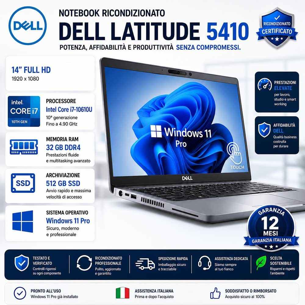 Notebook Ricondizionato Dell Latitude 5410 i7-10610U 32GB