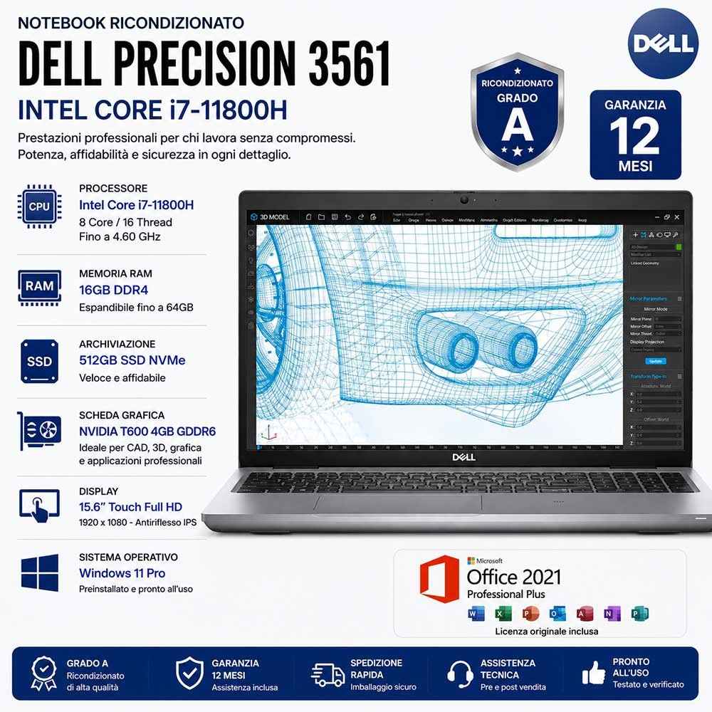 Workstation Portatile Ricondizionata DELL PRECISION 3651 i7-11800H