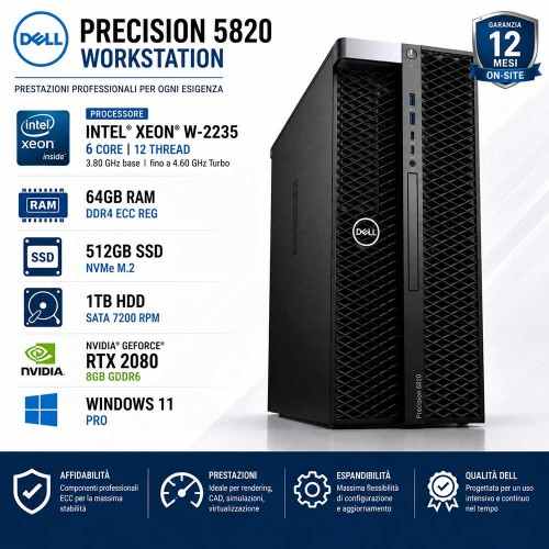 Workstation RICONDIZIONATA DELL Precision 5820 Xeon W-2235 6 CORE RTX2080