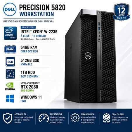 Workstation RICONDIZIONATA DELL Precision 5820 Xeon W-2235 6 CORE RTX2080