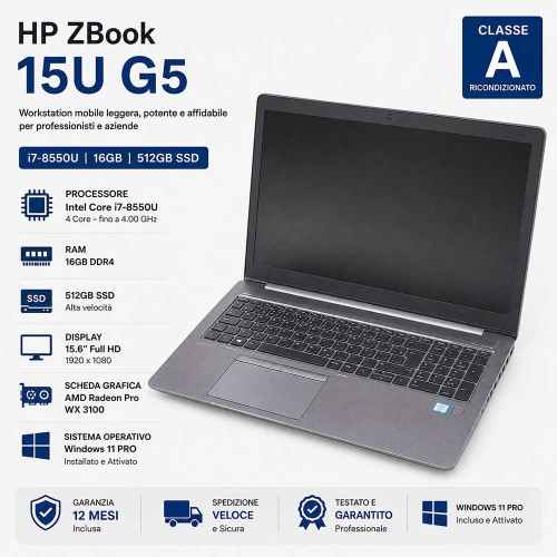 Workstation Portatile Ricondizionata Hp Zbook 15U G5 i7-8850H