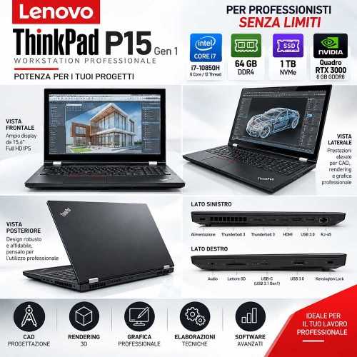 Workstation Ricondizionata Portatile Lenovo P15 i7-10850H