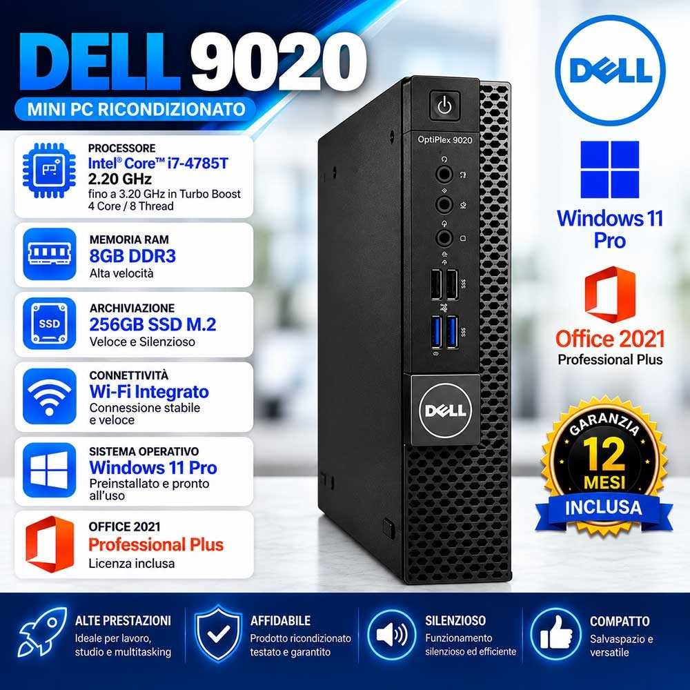 Mini Pc Ricondizionato DELL Optiplex 9020 i7-4785T