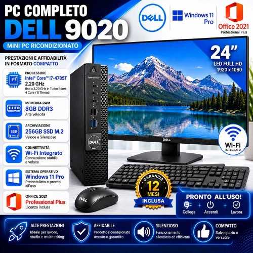 Pc Completo DELL 9020 Ricondizionato i7-4785T Monitor 24"