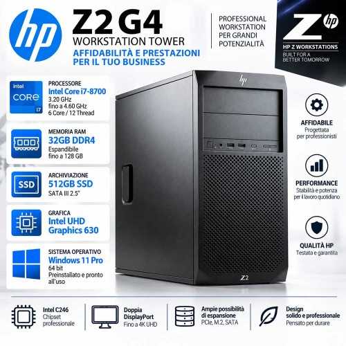 HP Z2 G4 Workstation Ricondizionata TOWER Intel i7-8700 32GB