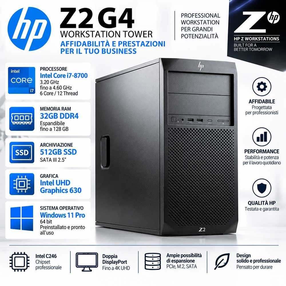 HP Z2 G4 Workstation Ricondizionata TOWER Intel i7-8700 32GB