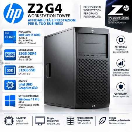 HP Z2 G4 Workstation Ricondizionata TOWER Intel i7-8700 32GB