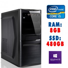Computer Assemblato Intel Core i5-650 Ram 8GB SSD 480GB DVD-RW HDMI WIN 10